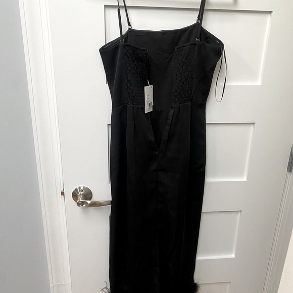 Lucy Paris Black Midi Feather Dress, formal black dress - Picture 4 of 9